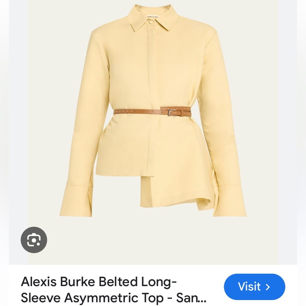 Alexis Pale Yellow Belted Asymmetric Long-Sleeve Top
